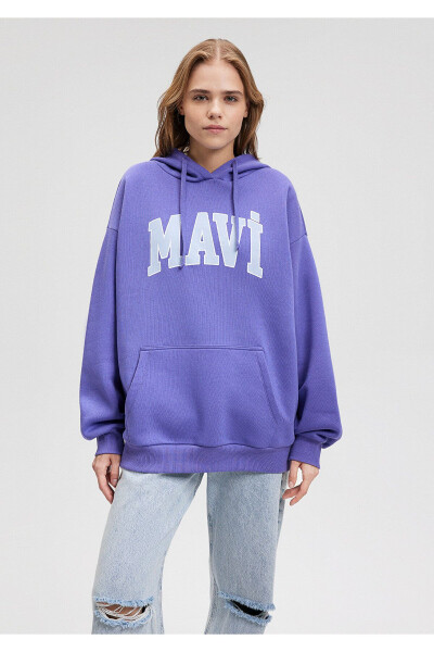 Purple Hooded Sweatshirt with Logo Print 1600361-70613 - 20