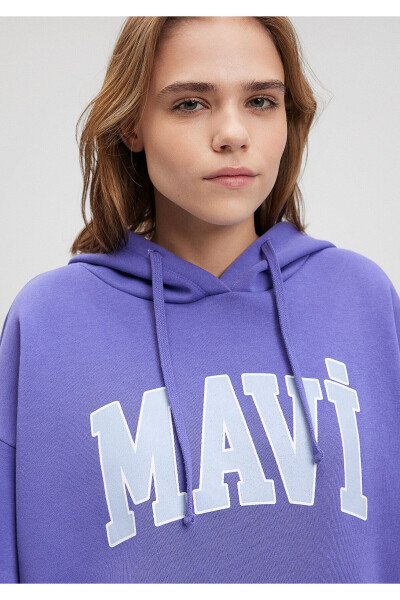 Purple Hooded Sweatshirt with Logo Print 1600361-70613 - 22