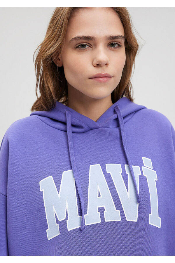 Purple Hooded Sweatshirt with Logo Print 1600361-70613 - 16