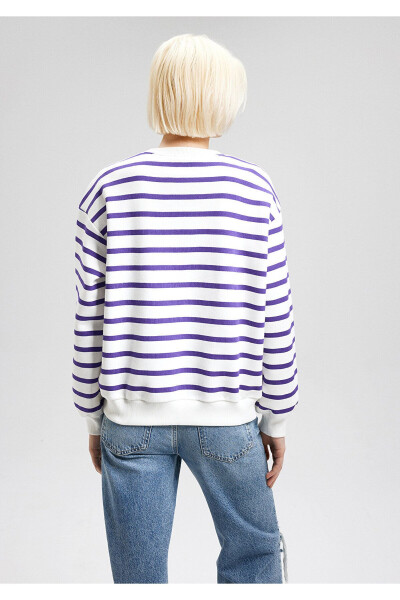 Purple Striped Sweatshirt with Logo Print 1s10099-86806 - 18