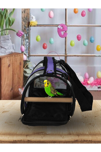 Purple Ventilated Bird Carrying, Walking Travel Bag ( With Fixed Board ) - 4