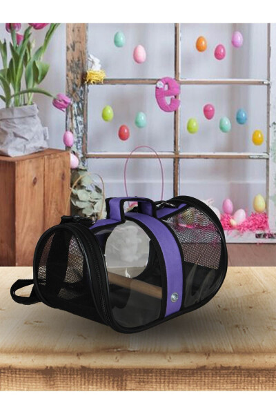 Purple Ventilated Bird Carrying, Walking Travel Bag ( With Fixed Board ) - 1