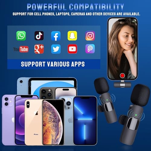 PUYANA iPhone İçin Kablosuz Mikrofon, 2'li Paket Çift Kablosuz Yakalı Mikrofon iPhone iPad İçin, Tak ve Çalıştır, Kayıt, Canlı Yayın, Video Röportajları, YouTube, TikTok İçin Mini Mikrofon - 7