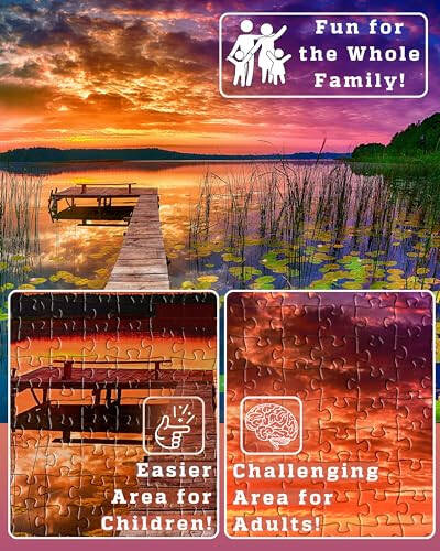 Puzzles for Adults 1000 Pieces - 20x30 in HD Quality Landscape 1000 Piece Puzzle for Adults & Families | Sturdy 2mm Adult Puzzle Pieces | 8 Jigsaw Puzzles Saver Sheets & Full-Sized 1:1 Poster Included - 3