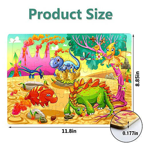 Puzzles for Kids Ages 4-8, 4 Pack Wooden Jigsaw Puzzles 60 Pieces Animal Dinosaur Puzzle Preschool Educational Learning Toys Set for Boys and Girls - 5