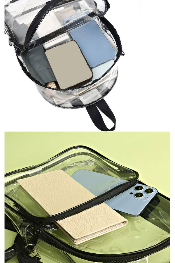 PVC Fabric Transparent Compartment Makeup Bag - Transparent Women's Beach Bag - Waterproof Fabric - 5