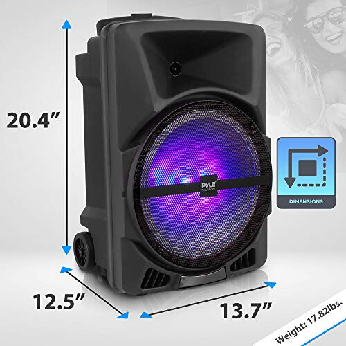 Pyle Kablosuz Taşınabilir PA Hoparlör Sistemi - 800W Güçlü Bluetooth İç ve Dış Mekan DJ Stereo Hoparlör, MP3 AUX 3.5mm Giriş, Yanıp Sönen Parti Işığı ve FM Radyo-PPHP1244B, Siyah - 6