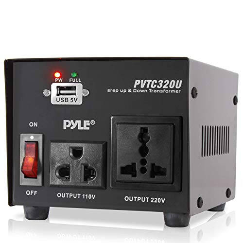 Pyle Step Up and Down Dönüştürücü - 500 Watt Voltaj Dönüştürücü Transformatör USB Şarj Portu, İngiltere Priz Adaptörü, AC 110 / 120 ila 220 / 240 Volt Tersine, 110V/120V/220V/240V Giriş Voltajı - 1