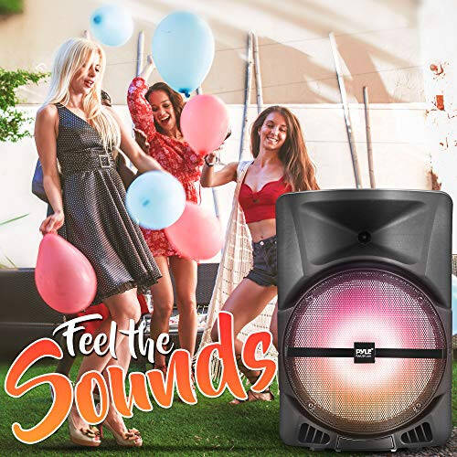 Pyle Wireless Portable PA Speaker System - 800W Powered Bluetooth Indoor & Outdoor DJ Stereo Loudspeaker with MP3 AUX 3.5mm Input, Flashing Party Light & FM Radio-PPHP1244B, Black - 7