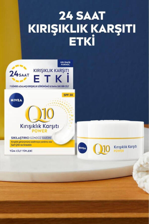 Q10 Power Ajinlarga Qarshi Kunlik Yuzga Moxir Krem 50ml, SPF30 Quyoshdan Himoya, Q10 va Keratin - 9