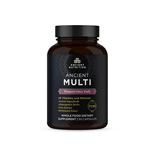 Qadimgi Oziq-ovqat tomonidan ayollar uchun Multivitamin, Qadimgi Multi ayollar uchun kunlik bitta vitamin qo'shimchasi, B vitamini, C vitamini va K2 vitamini, folat va temir qo'shimchasi, suyak va qon salomatligini qo'llab-quvvatlaydi, 30 dona - 1