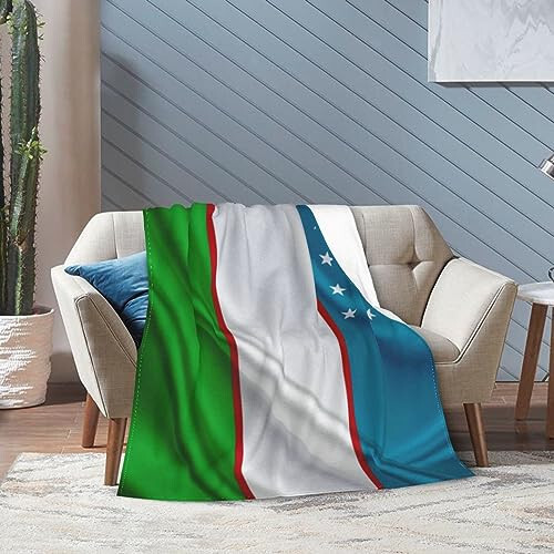 Qauirfe Uzbekistan Flag Throw Lightweight Blankets Bed Sofa Warm Cozy Fluffy Throw Plush 50