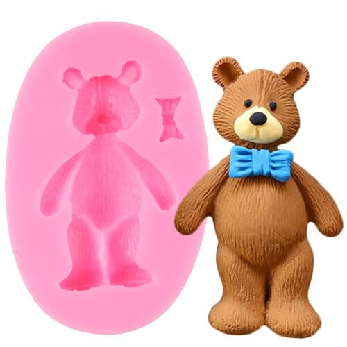 QDMOLDS Bear Silicone Fondant Molds Bear Candy Chocolate Mold for Teddy Bear Cake Decoration Cupcake Topper Chocolate Candy Polymer Clay Gum Paste - 1