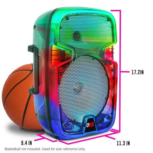QFX 8 inç Taşınabilir Şarj Edilebilir Bluetooth PA Karaoke Yüksek Sesli Parti Hoparlörü 5 Saate Kadar Oynatma Süresi | Bluetooth 5.3, TWS, USB Bağlantı Noktası, TF, AUX, FM Radyo, 360 Derece Saydam Hareketli Parti Işıkları | TMS-853 - 3