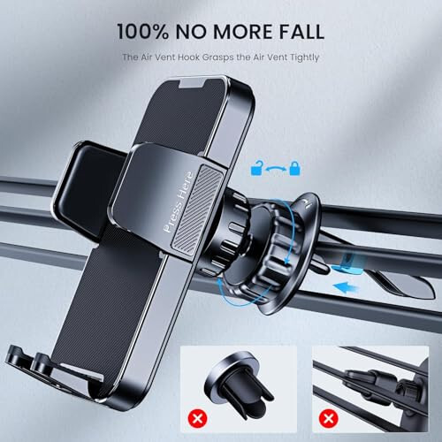 Qifutan Cell Phone Holder [Never Fall Upgrade Clip] Phone Holder Car Automobile Air Vent Hands Free for Car Fit Car Phone Holder Mount for All for iPhone Android Smartphone - 2