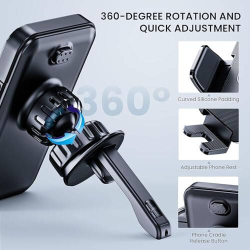 Qifutan Cell Phone Holder [Never Fall Upgrade Clip] Phone Holder Car Automobile Air Vent Hands Free for Car Fit Car Phone Holder Mount for All for iPhone Android Smartphone - 4