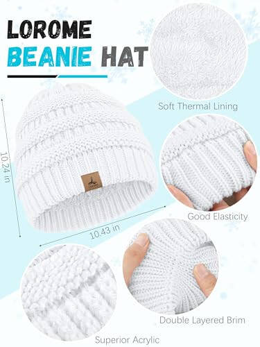 Qishki Beanie Shlyapa Sharf Qo'lqop to'plami, Issiq Fleece Trikotaj Qishki Shlyapalar Teginish Ekrani Qo'lqoplari Bo'yin Sharfi To'plami Qishki Sovg'alar Unisex Kattalar uchun - 2