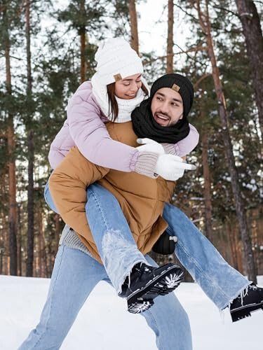 Qishki Beanie Shlyapa Sharf Qo'lqop to'plami, Issiq Fleece Trikotaj Qishki Shlyapalar Teginish Ekrani Qo'lqoplari Bo'yin Sharfi To'plami Qishki Sovg'alar Unisex Kattalar uchun - 5