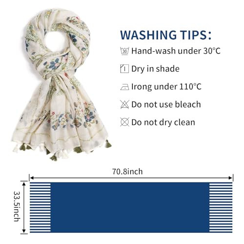 QIUTIMIY Scarf for Women Lightweight Soft Floral Leopard Printed Scarves Fall Winter Fashion Shawl Wrap with Fringe - 3