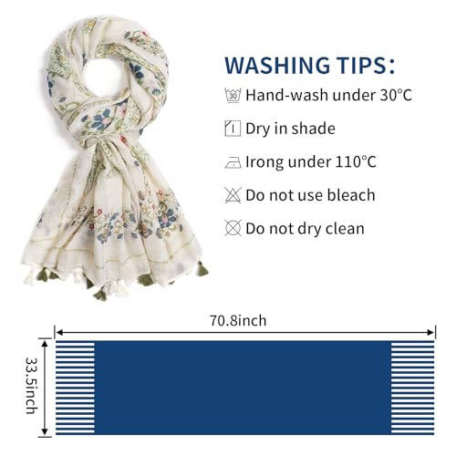 QIUTIMIY Scarf for Women Lightweight Soft Floral Leopard Printed Scarves Fall Winter Fashion Shawl Wrap with Fringe - 3