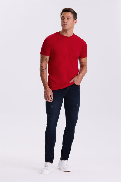 Qizil 100% Paxta Slim Fit Krujka Yaka Asos T-Shirt - 1