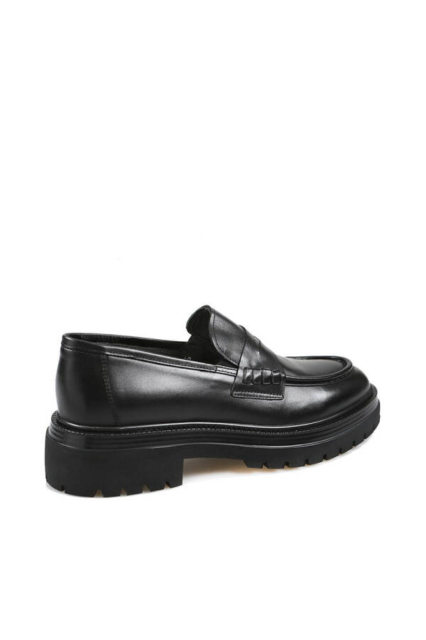 Qora 100% teri yuqori platformadagi loafer poyabzallar - 7