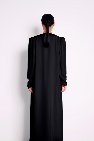 Qora rangli dantelli abaya - 6