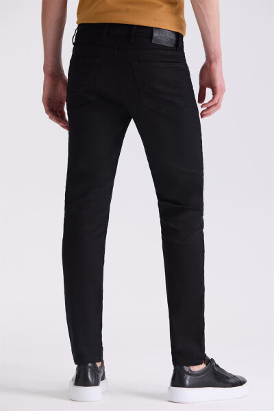 Qora Slim Fit Paxta Jinsi Shimlar - 4