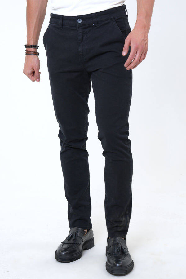 Qora Slim Fit Paxta Mustahkamlangan Chino Shimlar - 2