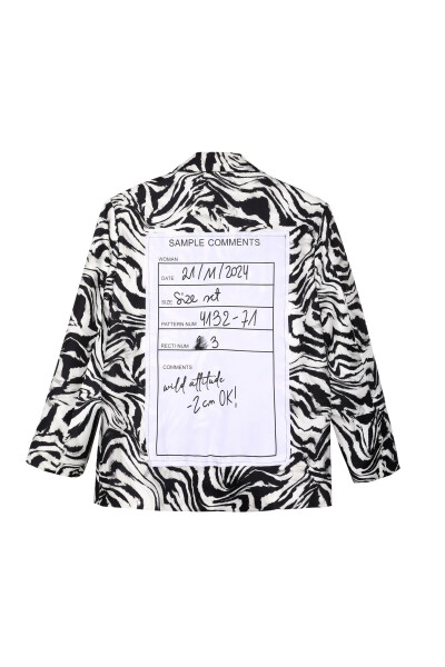 Qora Zebra Naqshli Oversize Blazer Ko'ylagi - 7