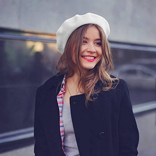 QUACOWW 4 Pieces 4 Colors Beret Hat French Style Elegant Trend Beanie Hats for Women and Girls - 6