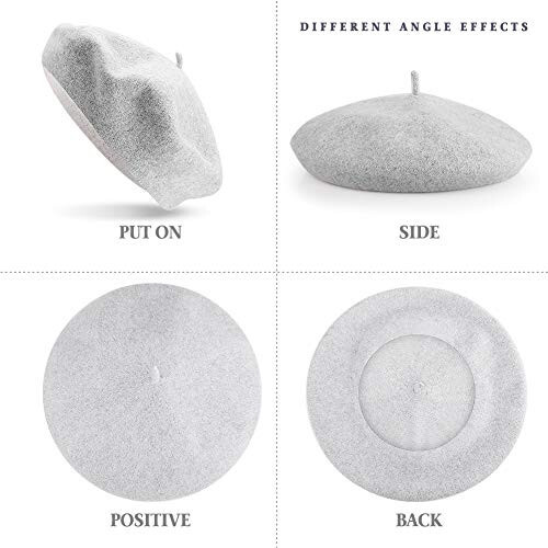 QUACOWW 4'lü 4 Renkli Bere Şapka Fransız Tarzı Zarif Trend Bere Şapkalar Kadın ve Kızlar İçin - 3