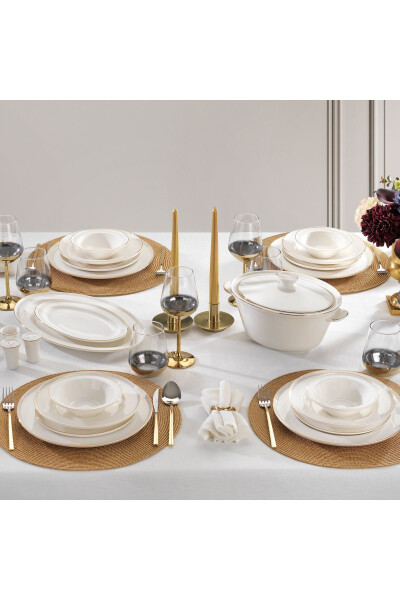 Queen Glory Bone Dinner Set 60 Pieces - Gold - 1