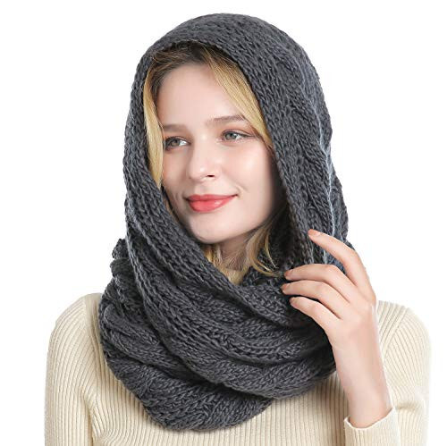 QUEENFUR Winter Women Thick Cable Knit Ribbed Infinity Circle Loop Scarf - 4