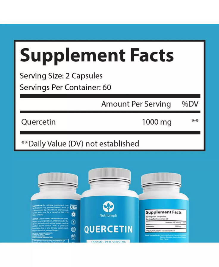 QUERCETIN 1000mg per Serving | Antioxidant Properties, Cardiovascular Health & Immune Support Supplement | 120 Capsules No Color - 2