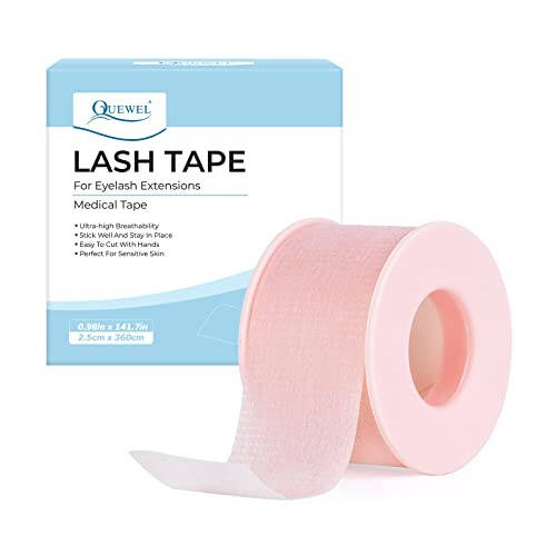 QUEWEL Lash Tape for Eyelash Extensions Pink Eyelash Tape Stick Well Breathable Eyelash Extension Tape Microfoam Tape Eyelash Extensions Flexible & Comfortable for Sensitive Skins to Use (Pink) - 1