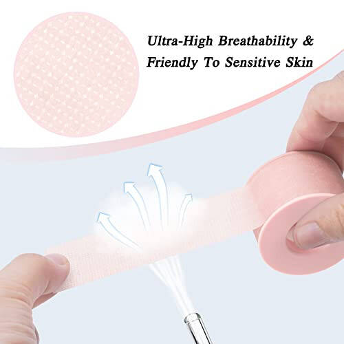 QUEWEL Lash Tape for Eyelash Extensions Pink Eyelash Tape Stick Well Breathable Eyelash Extension Tape Microfoam Tape Eyelash Extensions Flexible & Comfortable for Sensitive Skins to Use (Pink) - 3