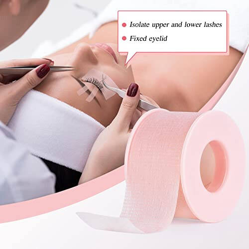 QUEWEL Lash Tape for Eyelash Extensions Pink Eyelash Tape Stick Well Breathable Eyelash Extension Tape Microfoam Tape Eyelash Extensions Flexible & Comfortable for Sensitive Skins to Use (Pink) - 4