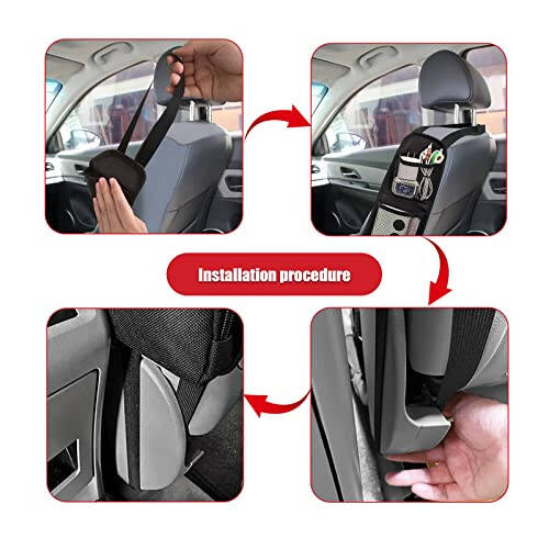 QUICTO 2PCS Car Seat Storage Hanging Bag, Multi-Pocket Seat Side Organizer, Multifunctional Mesh Net Pocket, Can Hold Mobile Phone, Wallet, Glasses, Suitable for Cars, SUVs, Trucks - 8