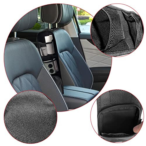 QUICTO 2PCS Car Seat Storage Hanging Bag, Multi-Pocket Seat Side Organizer, Multifunctional Mesh Net Pocket, Can Hold Mobile Phone, Wallet, Glasses, Suitable for Cars, SUVs, Trucks - 9