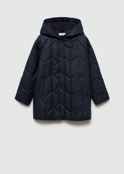 Quilted anorak - Navy blue. - 1