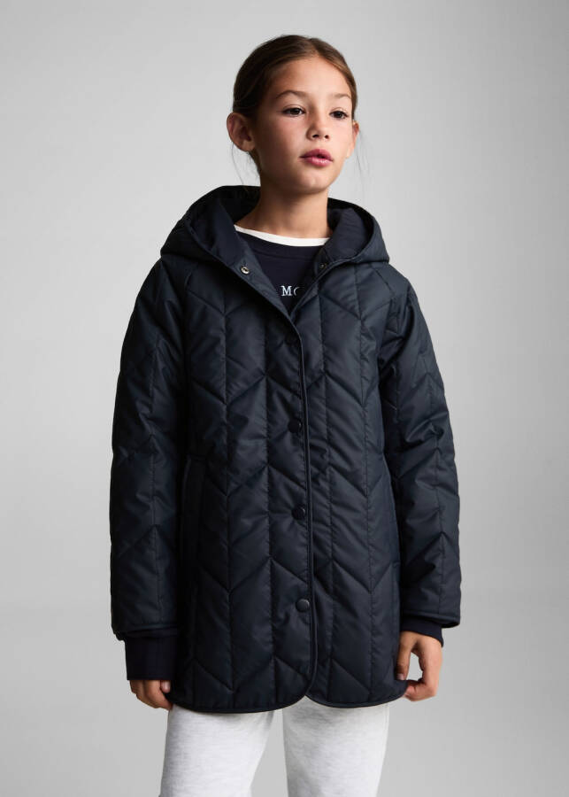 Quilted anorak - Navy blue. - 5