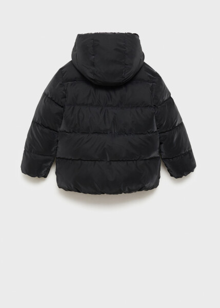 Quilted anorak with faux fur hood - Black - 6