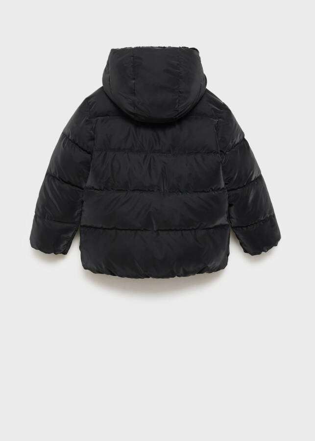 Quilted anorak with faux fur hood - Black - 2