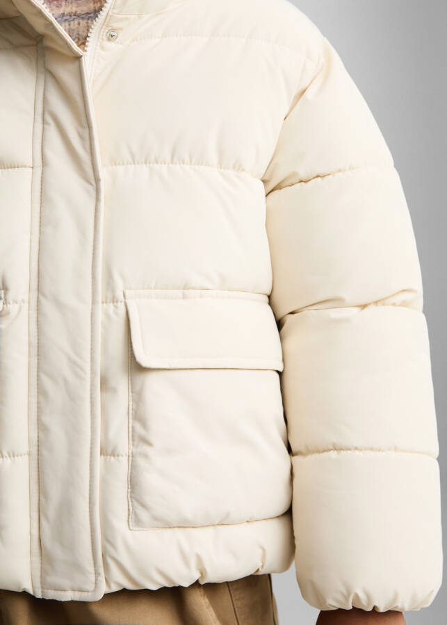 Quilted anorak with fur lining (Ecru) - 11