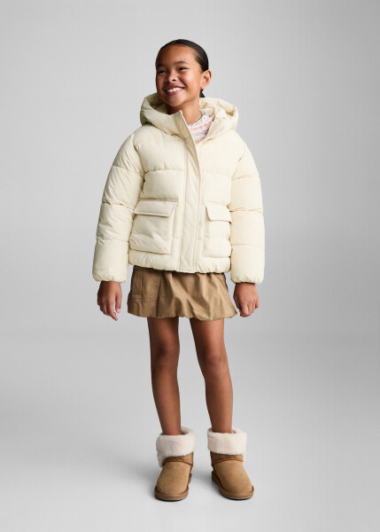 Quilted anorak with fur lining (Ecru) - 12