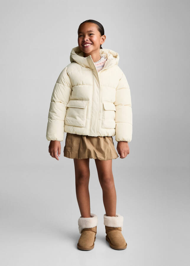 Quilted anorak with fur lining (Ecru) - 4