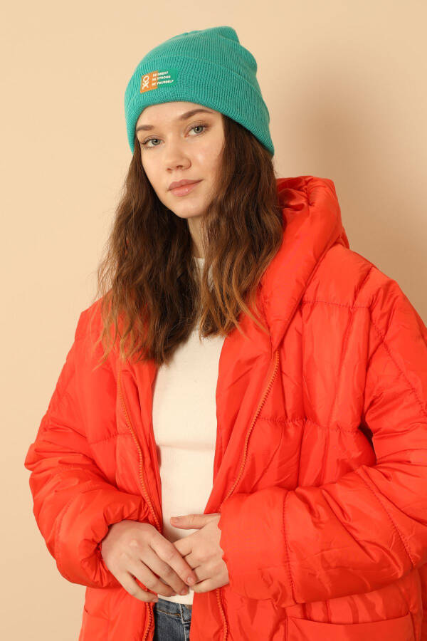 Quilted Fabric Long Sleeve Oversized/Relaxed Women's Coat - Orange - 5