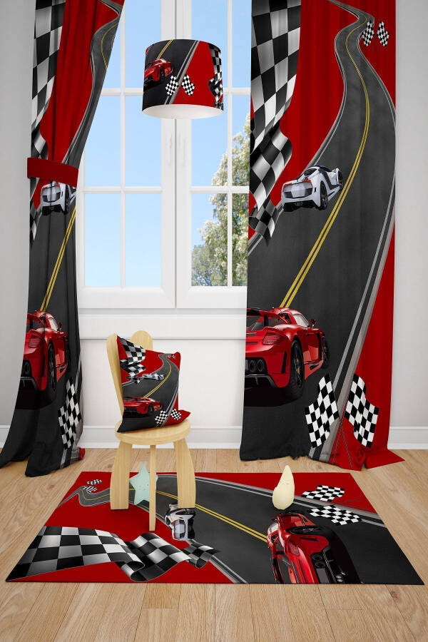 Racing Car Children's Room Blackout Curtain 2 Panels Tla-194 - 1