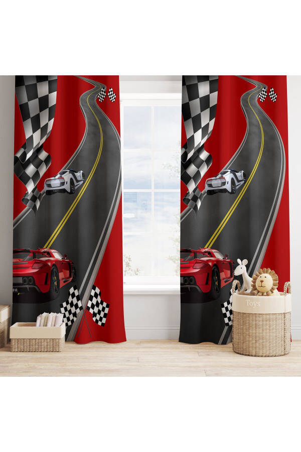 Racing Car Children's Room Blackout Curtain 2 Panels Tla-194 - 2